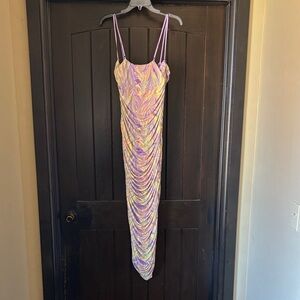 AFRM Lavender Ruched Slip Maxi Dress